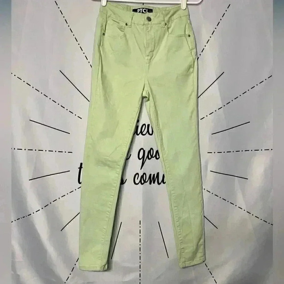PTCL High Waisted Pistachio Green Skinny Jeans - Picture 2 of 4